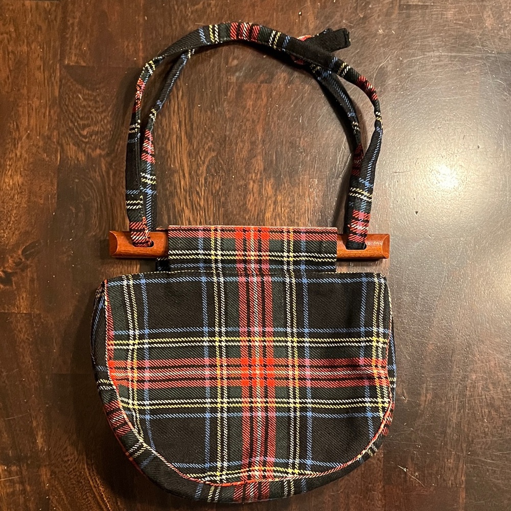 Vintage Brown’s of Bermuda Wood-Handled Plaid Bag - Picture 3 of 13